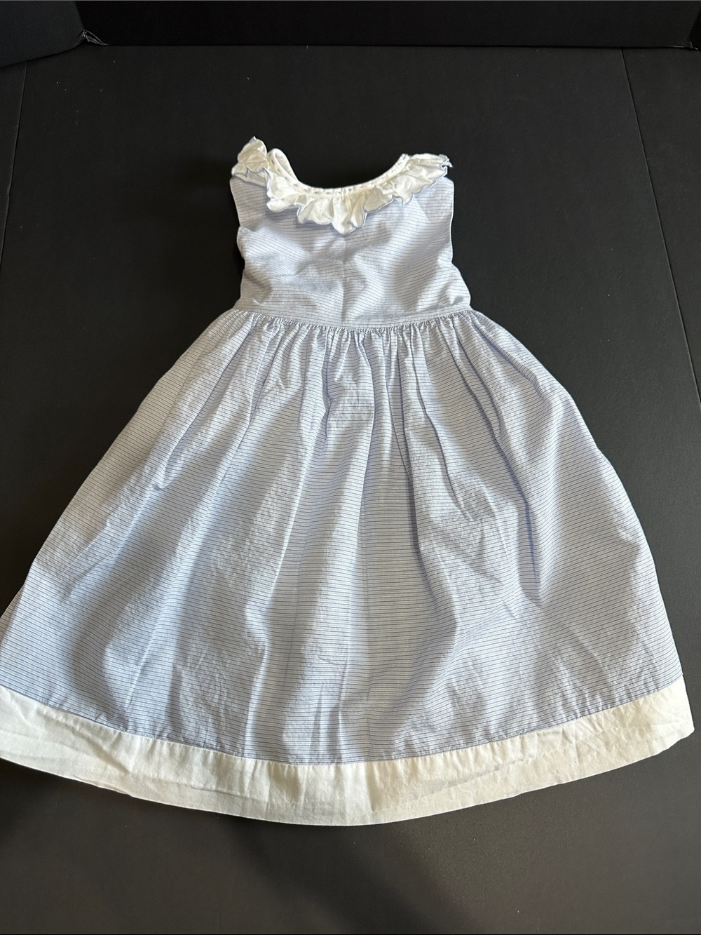 Blue white striped dress. Edgehill collection